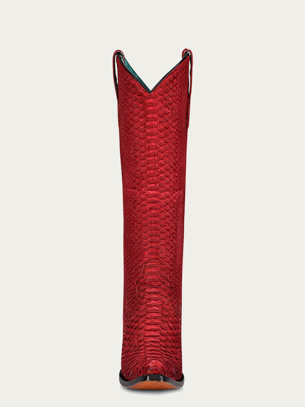 Corral Boots A4194 - WOMEN'S GENUINE RED FULL PYTHON SNIP TOE TALL TOP COWBOY BOOT