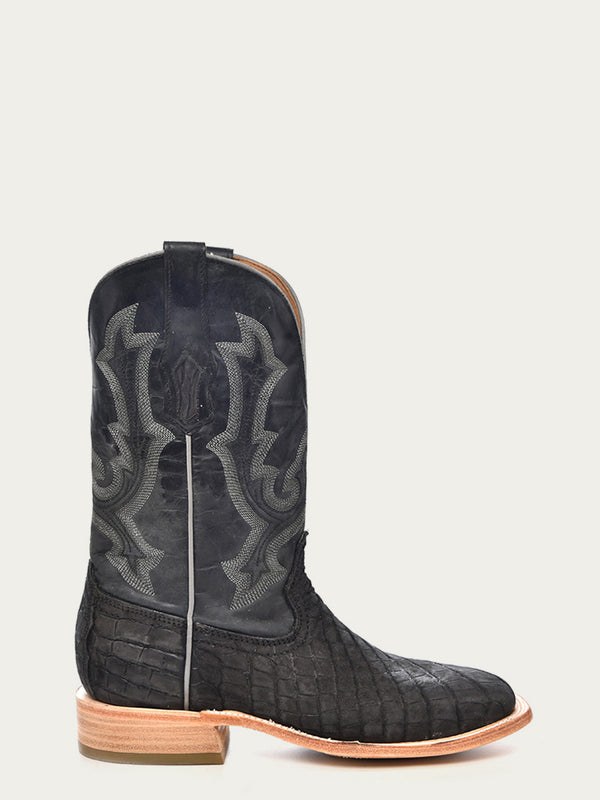 Corral Boots A4221 - MEN'S EMBROIDERY ALLIGATOR VAMP AND COUNTER BLACK WIDE SQUARE-TOE COWBOY BOOT