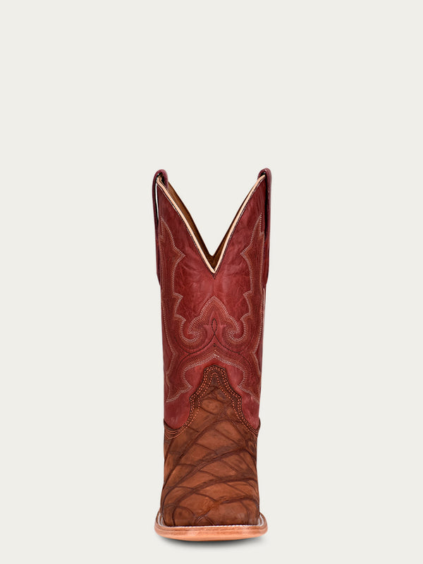 Corral Boots A4222 - MEN'S EMBROIDERY COGNAC ALLIGATOR VAMP AND COUNTER RED WIDE SQUARE-TOE COWBOY BOOT