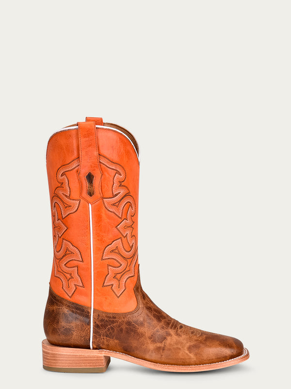 Corral Boots A4228 - MEN'S SAND VAMP WIDE SQUARE TOE ORANGE COWBOY BOOT