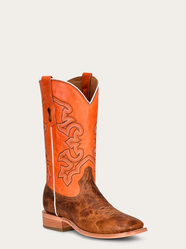 corral boots A4228 - MEN'S SAND VAMP WIDE SQUARE TOE ORANGE COWBOY BOOT