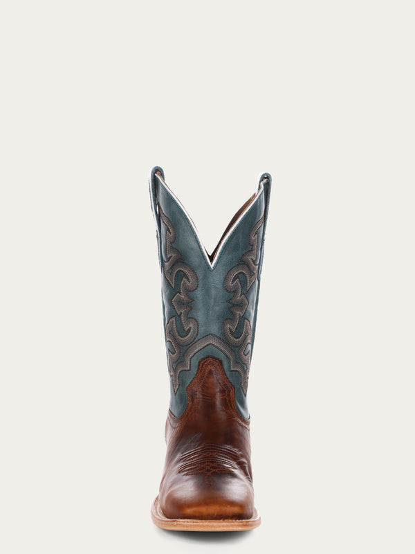 Corral Boots A4262 - MEN'S BLUE AND HONEY EMBROIDERY WIDE SQUARE TOE RODEO COWBOY BOOT
