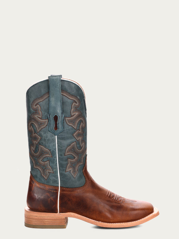 Corral Boots A4262 - MEN'S BLUE AND HONEY EMBROIDERY WIDE SQUARE TOE RODEO COWBOY BOOT
