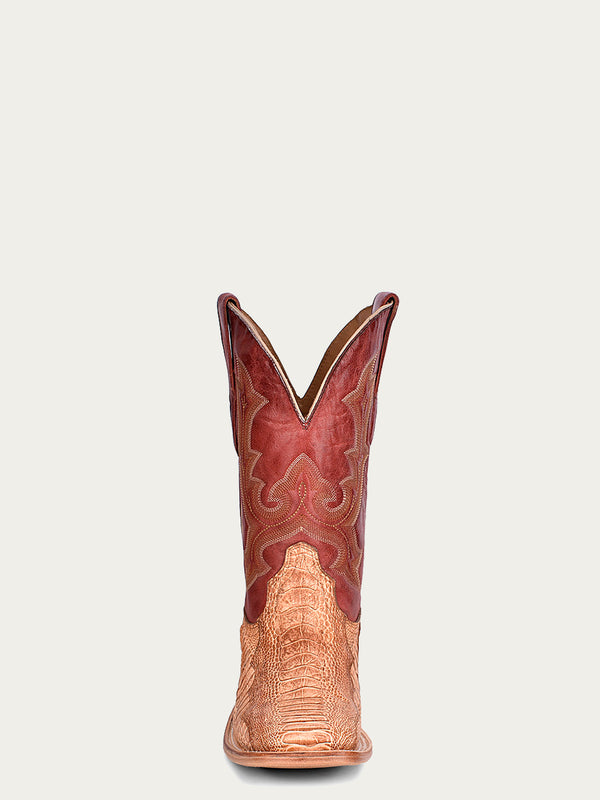 Corral Boots A4290 - MEN'S HONEY OSTRICH LEG VAMP WIDE SQUARE TOE RED COWBOY BOOT