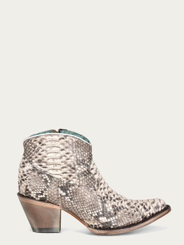 Corral Boots A4319 - WOMEN'S GENUINE FULL PYTHON J TOE BOOTIE WITH ZIPPER