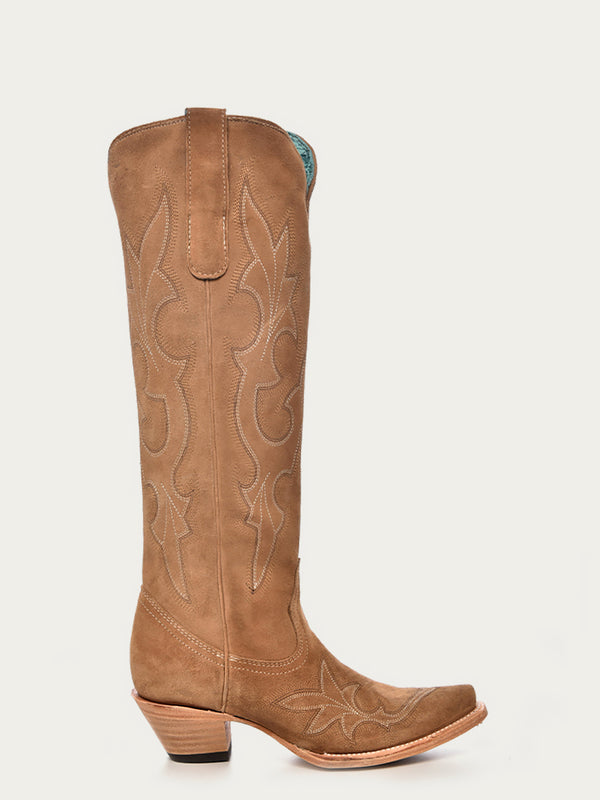 Corral Boots A4438 - WOMEN'S EMBROIDERY SAND SUEDE TALL TOP SNIP TOE COWBOY BOOT