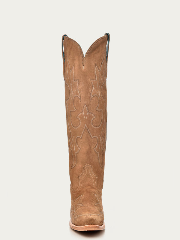 Corral Boots A4438 - WOMEN'S EMBROIDERY SAND SUEDE TALL TOP SNIP TOE COWBOY BOOT