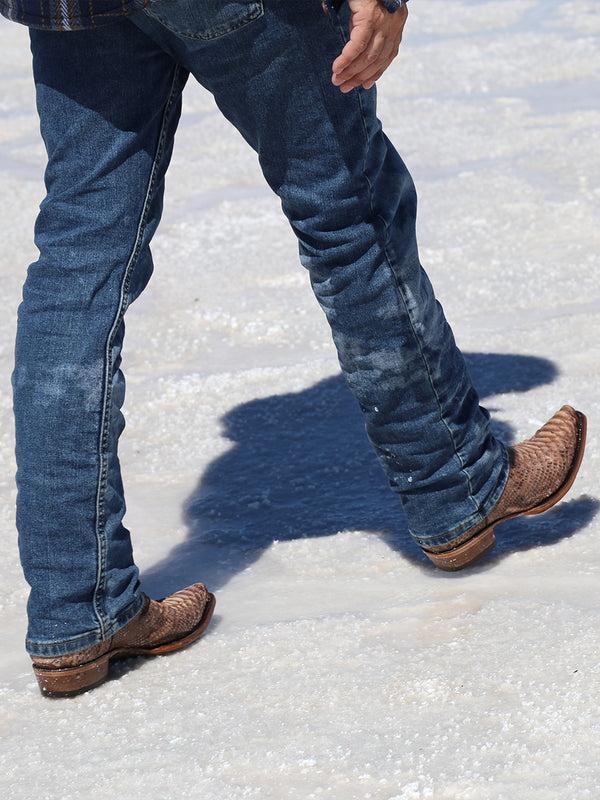 Corral Boots A4452 - MEN'S EMBROIDERY LAMB SHAFT GENUINE BROWN PYTHON VAMP SNIP TOE COWBOY BOOT