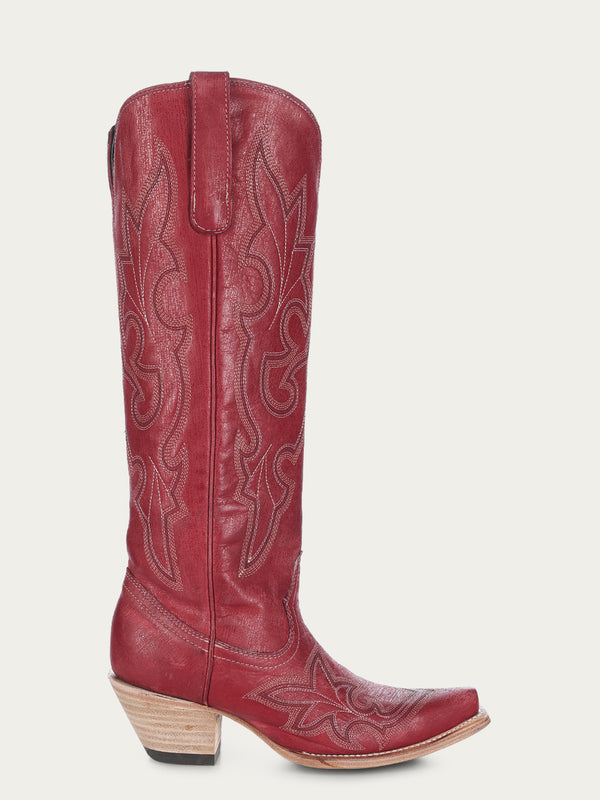 Corral Boots A4465 - WOMEN'S EMBROIDERY TALL TOP RED SNIP TOE COWBOY BOOT