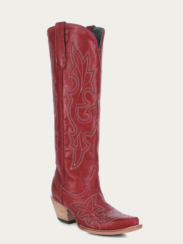 corral boots A4465 - WOMEN'S EMBROIDERY TALL TOP RED SNIP TOE COWBOY BOOT