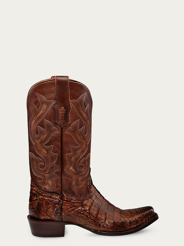 Corral Boots A4552 - MEN'S EMBROIDERY HONEY BROWN CAIMAN NARROW SQUARE TOE COWBOY BOOT