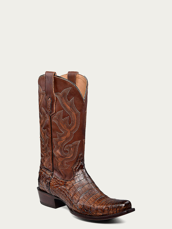 corral boots A4552 - MEN'S EMBROIDERY HONEY BROWN CAIMAN NARROW SQUARE TOE COWBOY BOOT