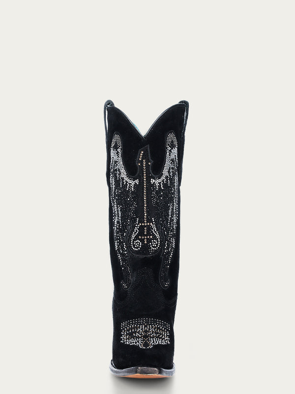 Corral Boots A4611 - WOMEN'S CRYSTALS WINGED GUITAR BLACK SNIP TOE COWBOY BOOT