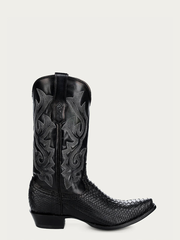 Corral Boots A4643 - MEN'S BLACK PYTHON EMBROIDERY SNIP TOE COWBOY BOOT