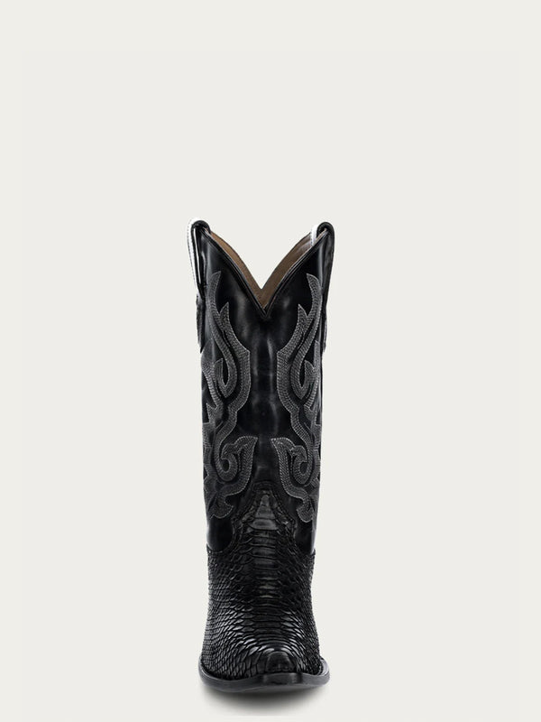 Corral Boots A4643 - MEN'S BLACK PYTHON EMBROIDERY SNIP TOE COWBOY BOOT