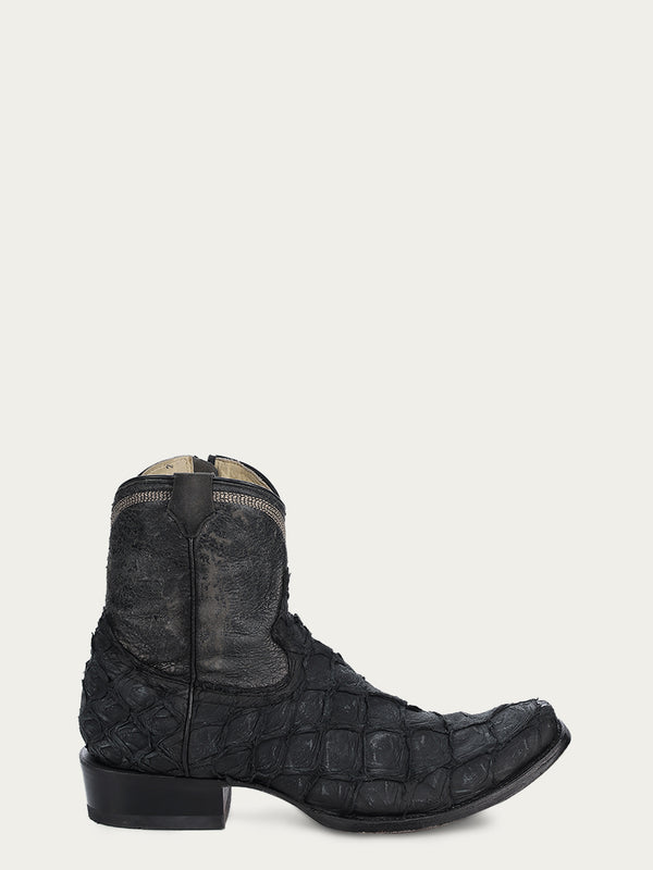 Corral Boots A4659 - MEN'S EMBROIDERY BLACK FISH PIRARUCU NARROW SQUARE TOE SHORT COWBOY BOOT