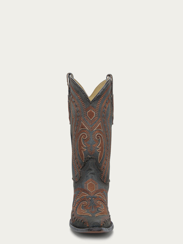Corral Boots A4662 - MEN'S BROWN OVERLAY EMBROIDERY AND WOVEN SNIP TOE DENIM COWBOY BOOT