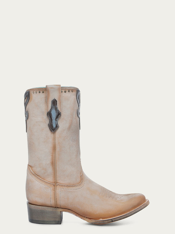 Corral Boots A4760 - WOMEN'S TURQUOISE OVERLAY EMBROIDERY AND STUDS SAND ROUND TOE COWBOY BOOT