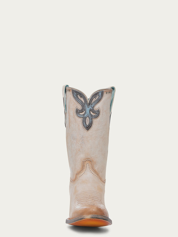 Corral Boots A4760 - WOMEN'S TURQUOISE OVERLAY EMBROIDERY AND STUDS SAND ROUND TOE COWBOY BOOT