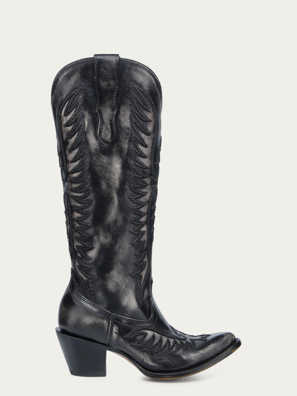 Corral Boots A4792 - WOMEN'S EMBROIDERY BLACKED BONE J TOE COWBOY BOOT