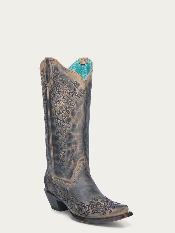 corral boots A4802 - WOMEN'S TAUPE FLORAL EMBROIDERY SNIP TOE COWBOY BOOT corral boots A4802 - WOMEN'S TAUPE FLORAL EMBROIDERY SNIP TOE COWBOY BOOT