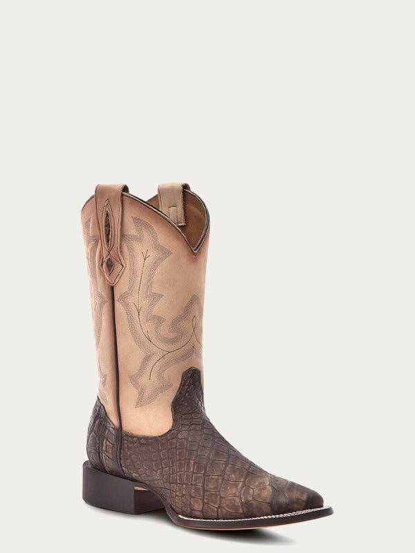 corral boots B5003 - MEN'S CAPPUCCINO-SAND EMBROIDERY ALLIGATOR WIDE SQUARE-TOE COWBOY BOOT