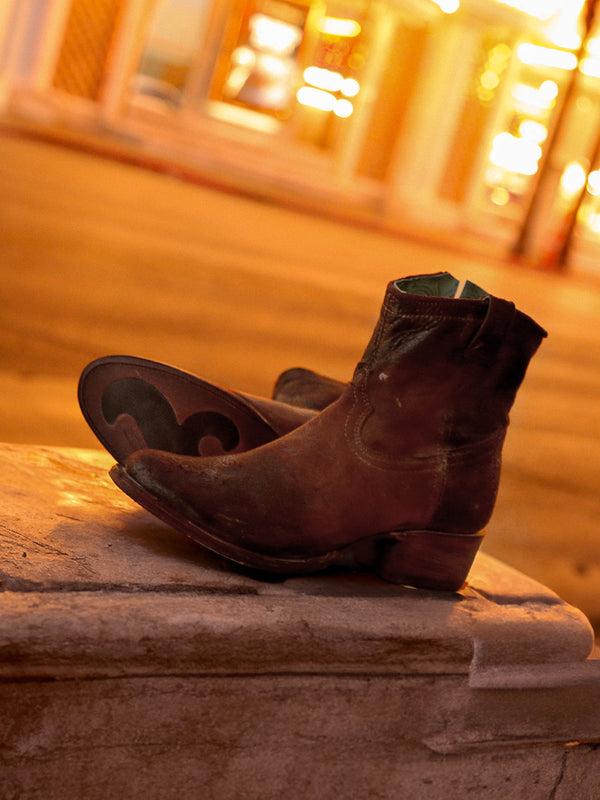 Corral Boots C1064 - WOMEN'S CHOCOLATE TAN LAMB ROUND TOE COWBOY BOOTIE WITH ZIPPER