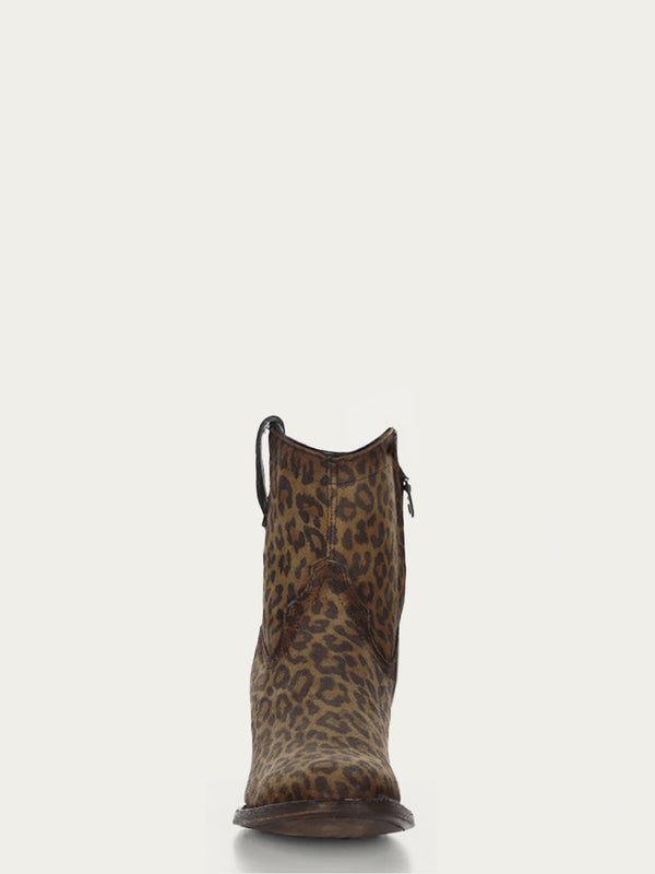 Corral Boots C3627 - WOMEN'S LEOPARD PRINT ROUND TOE ANKLE BOOT WITH ZIPPER