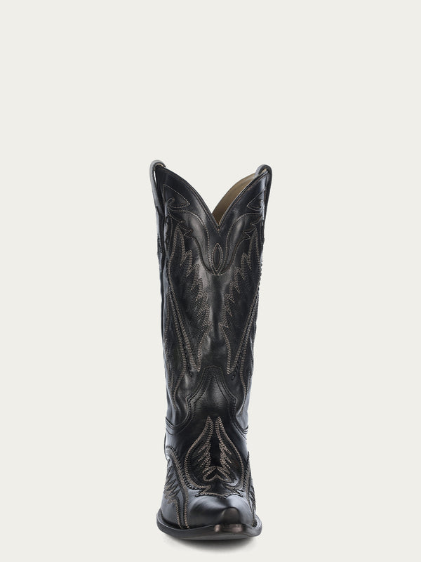 Corral Boots C4149 - MEN'S WOVEN DETAIL WITH BLUE EMBROIDERY BLACK SNIP TOE COWBOY BOOT
