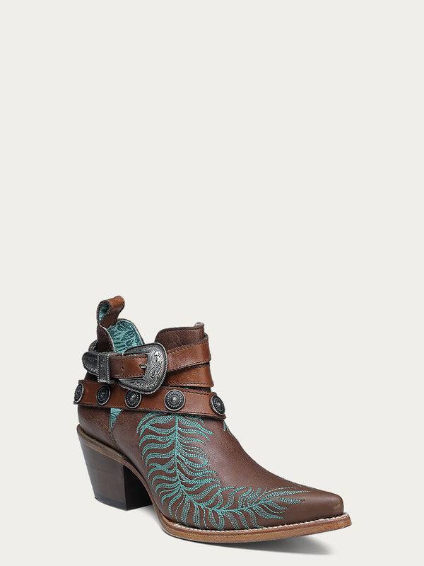 corral boots C4194 - WOMEN'S TURQUOISE EMBROIDERY CONCHOS AND HARNESS ANKLE BROWN POINTED TOE COWBOY BOOT corral boots C4194 - WOMEN'S TURQUOISE EMBROIDERY CONCHOS AND HARNESS ANKLE BROWN POINTED TOE COWBOY BOOT