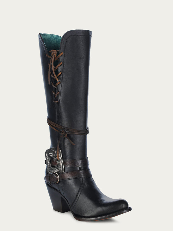 corral boots C4204 - WOMEN'S HARNESS AND LACE TALL TOP ROUND TOE COWBOY BOOT