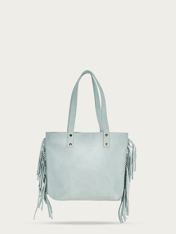 Corral Boots D1306 - WHITE PURSE WITH ZIPPER AND SIDE FRINGE