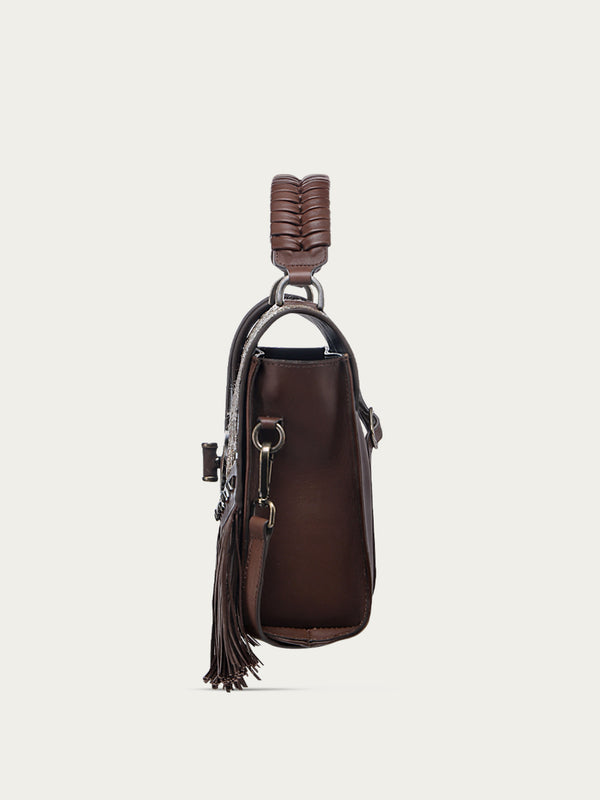 Corral Boots D1348 - WOMNE'S CHOCOLATE FRINGE AND OVERLAY GLITTLER SADDLE BAG