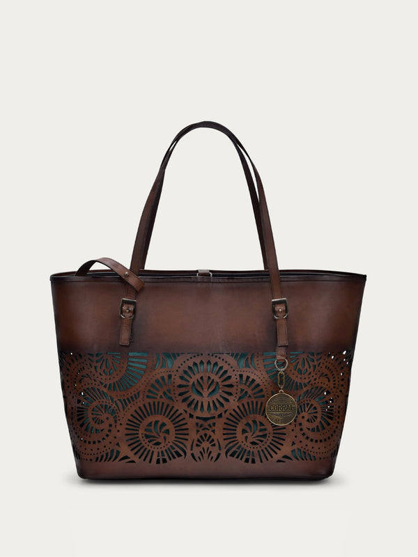 Corral Boots D1350 - WOMEN'S CHOCOLATE CUTOUT TOTE BAG