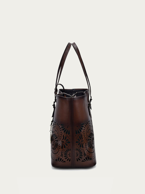 Corral Boots D1350 - WOMEN'S CHOCOLATE CUTOUT TOTE BAG