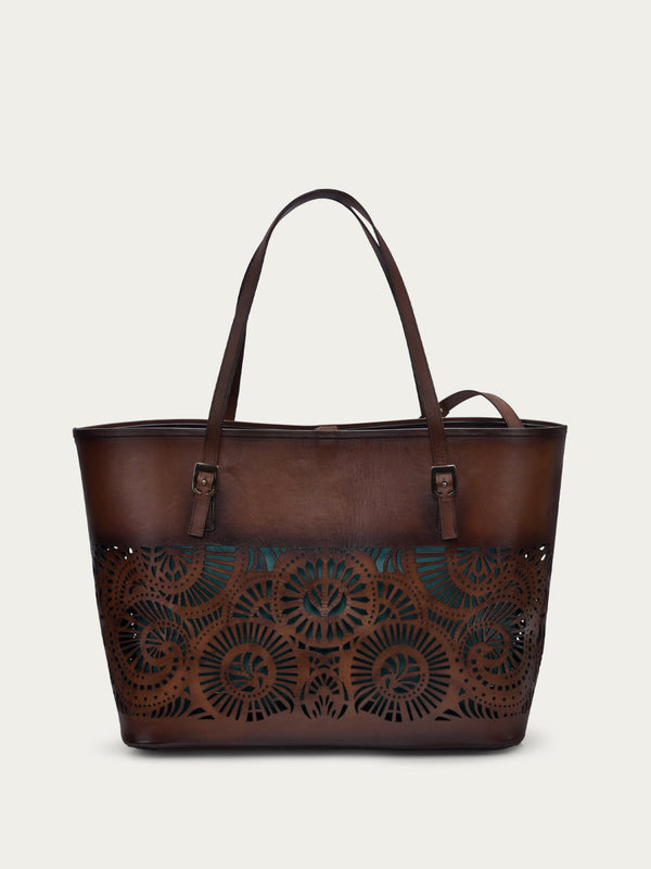 Corral Boots D1350 - WOMEN'S CHOCOLATE CUTOUT TOTE BAG