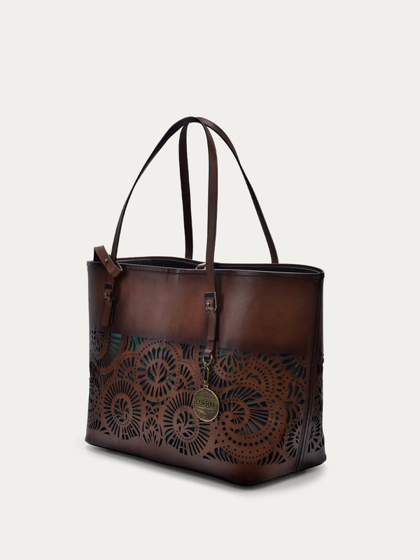 corral boots D1350 - WOMEN'S CHOCOLATE CUTOUT TOTE BAG