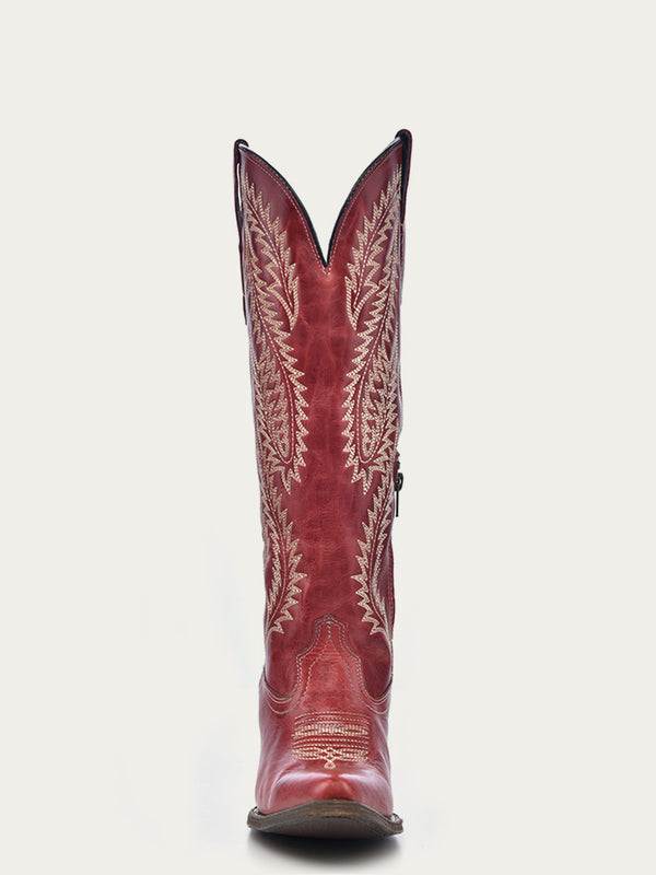 Corral Boots E1318 - WOMEN'S EMBROIDERY RED TALL TOP SNIP TOE COWBOY BOOT