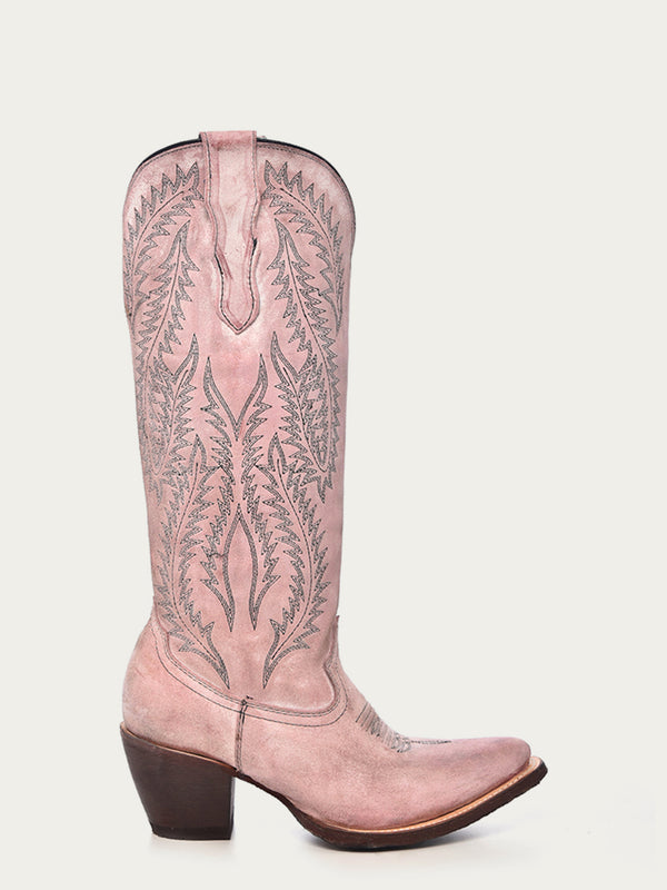 Corral Boots E1447 - WOMEN'S EMBROIDERY ROSE TALL TOP SNIP TOE COWBOY BOOT
