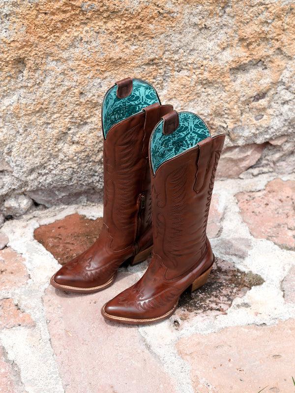 Corral Boots E1570 - WOMEN'S EMBROIDERY COGNAC J TOE COWBOY BOOT