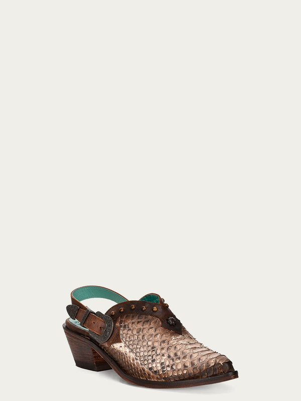 corral boots F1285 - WOMEN'S GENUINE NATURAL PYTHON POINTED TOE SHOE WITH STUDS