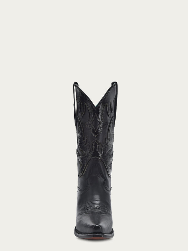 Corral Boots F1382 - WOMEN'S EMBORIDERY AND OVERLAY BLACK SNIP TOE COWBOY BOOT