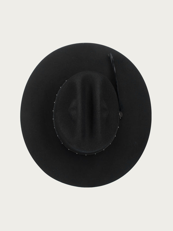 Corral Boots H0008 - BLACK COWGIRL HAT WITH HATBAND AND BLACK FEATHER