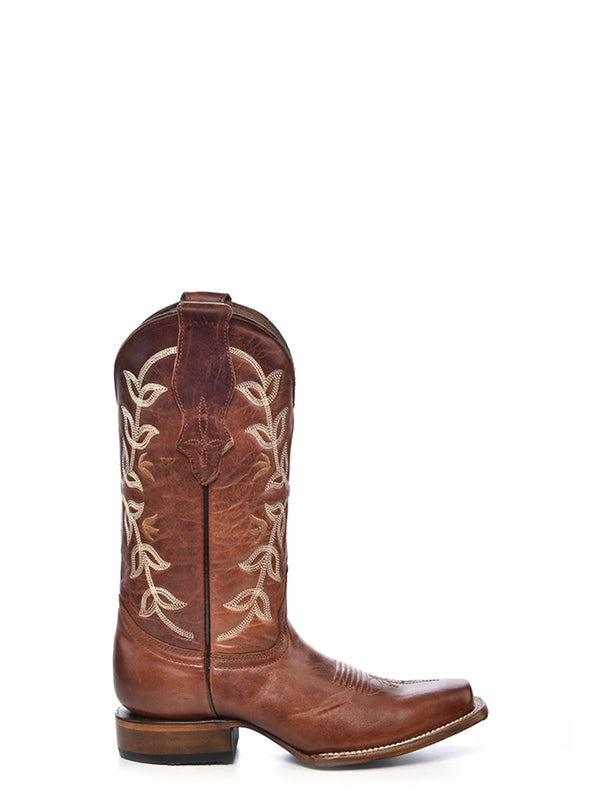 Corral Boots L2000 - WOMEN'S EMBROIDERY COGNAC SQUARE TOE COWBOY BOOT