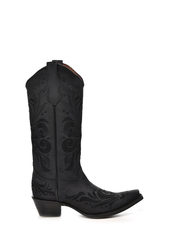 Corral Boots L5433 - WOMEN’S EMBROIDERY BLACK SNIP TOE COWBOY BOOT
