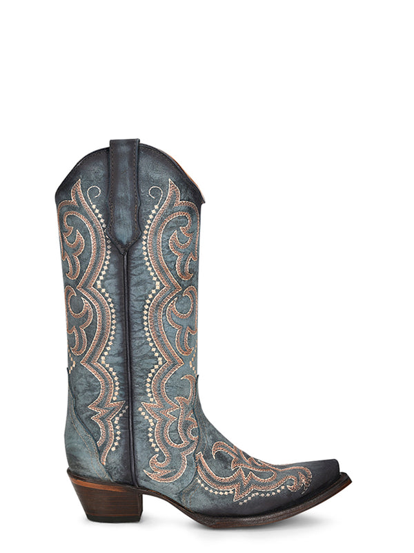 Corral Boots L5869 - WOMEN'S EMBROIDERY AND TRIAD BLUE JEAN SNIP TOE COWBOY BOOT