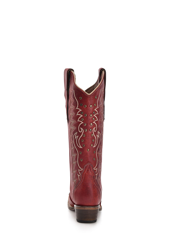 Corral Boots L6117 - WOMEN'S EMBROIDERY AND STUDS RED SNIP TOE COWBOY BOOT