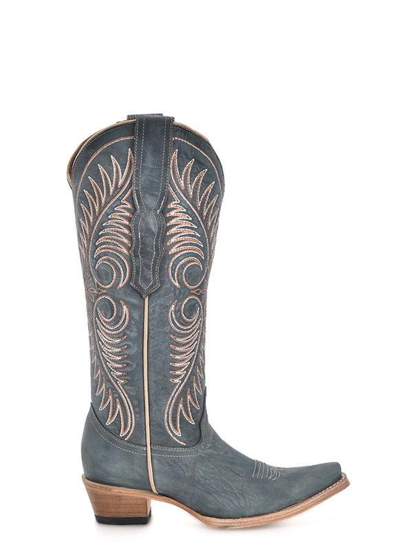 Corral Boots L6120 - WOMEN'S EMBROIDERY DSITRESSED BLUE SNIP TOE COWBOY BOOT
