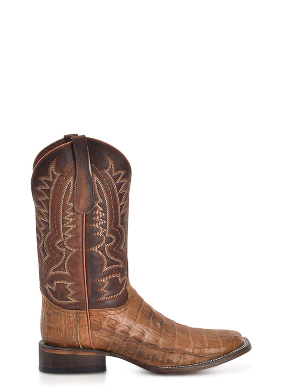 Corral Boots L6141 - MEN'S EMBROIDERY TAN CAIMAN INSTEP SHEDRON WIDE SQUARE TOE COWBOY BOOT