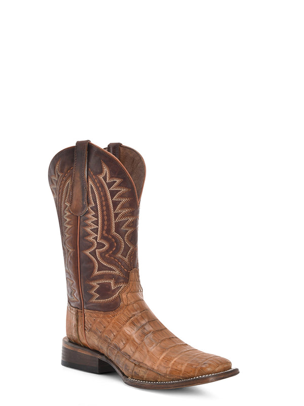 corral boots L6141 - MEN'S EMBROIDERY TAN CAIMAN INSTEP SHEDRON WIDE SQUARE TOE COWBOY BOOT